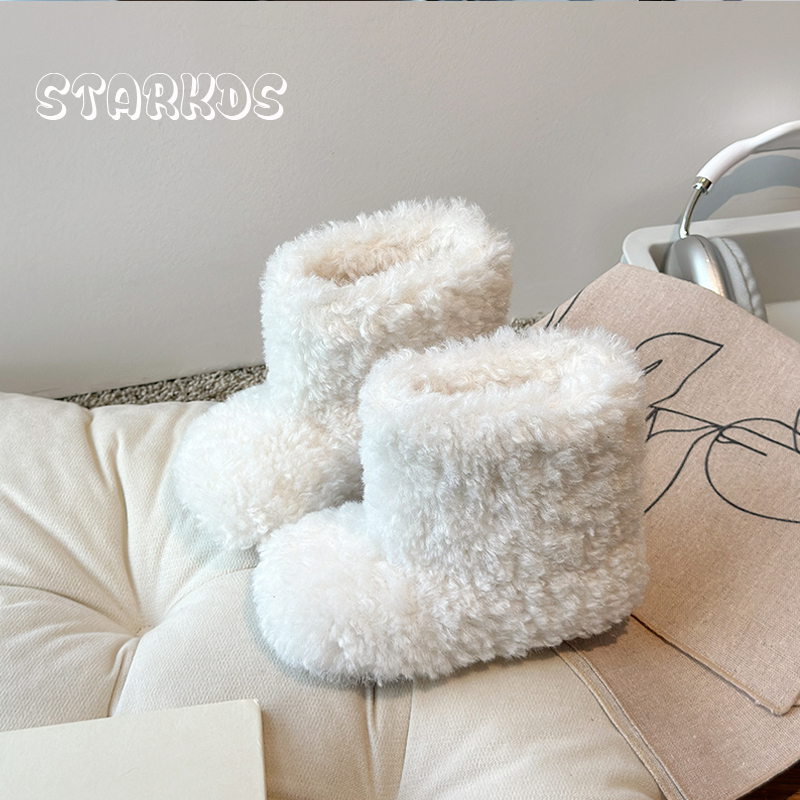 Baby Products Brand - หรูหราหนาตุ๊กตาขนสัตว์รองเท้าเด็กผู้หญิง Fluffy WARM Plush Booties เด็กวัยหัดเดินเด็กฤดูหนาวการออกแบบแบรนด์รอบ